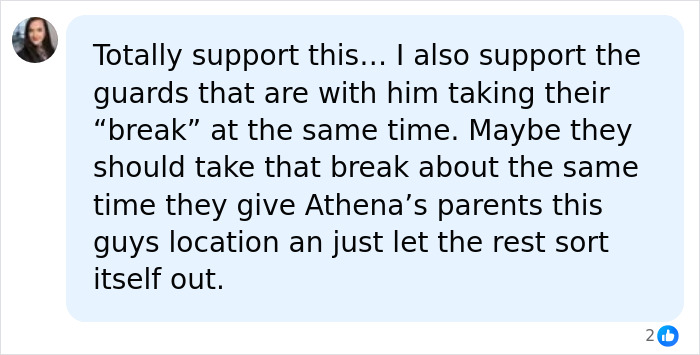 A social media comment from a user profile picture, suggesting guards take a break and share FedEx driver location.