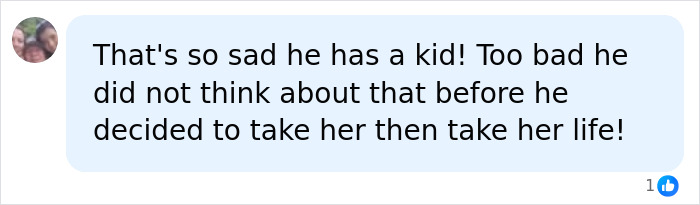 A comment bubble reads: "That's so sad he has a kid! Too bad he did not think about that before he decided to take her then take her life!" related to FedEx driver Athena Strand case.
