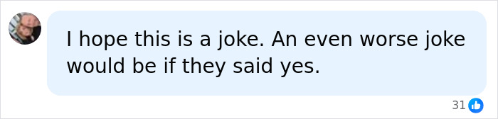 A comment bubble with text: I hope this is a joke. An even worse joke would be if they said yes. FedEx Driver.