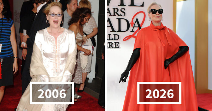 Side-By-Sides That Show The Cast Of ‘The Devil Wears Prada 2’ 20 Years After The Original Premiere