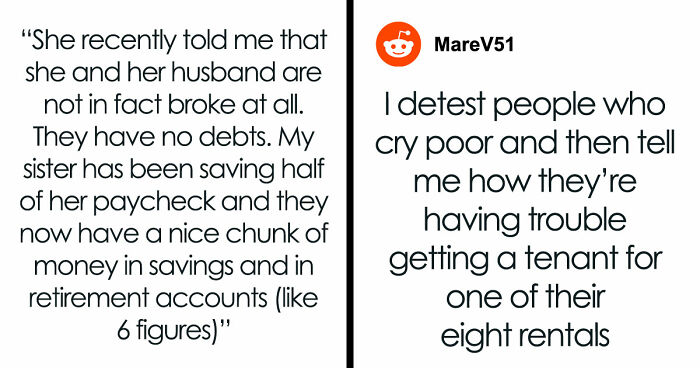 Couple Cry Poor For Years, But Expect Lavish $500 Gifts And Expenses Paid, Sis Finds Out The Truth