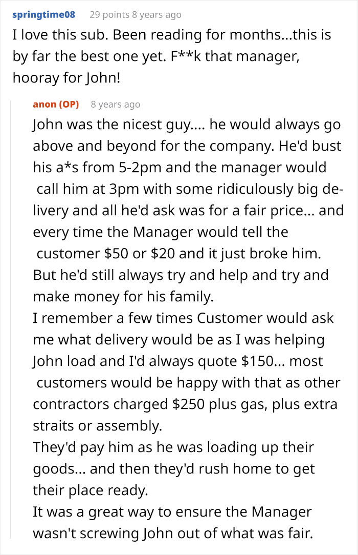 Reddit user shares how he supported an overworked and underpaid friend dealing with unfair management and tough customers.