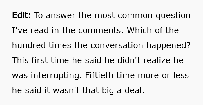 Man Upset Spouse Stopped Telling His Parents About Their Vacation Because He Interrupted Them Man Upset Spouse Stopped Telling His Parents About Their Vacation Because He Interrupted Them
