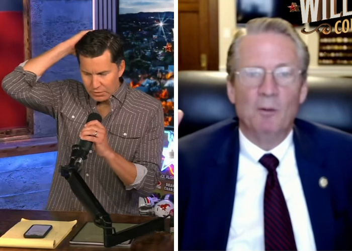 Two men in separate video call frames discussing the string of missing or deceased scientists raising alarm.