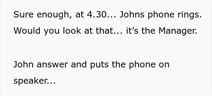 Text excerpt showing a phone ringing for an overworked and underpaid friend with help offered by a supportive guy.