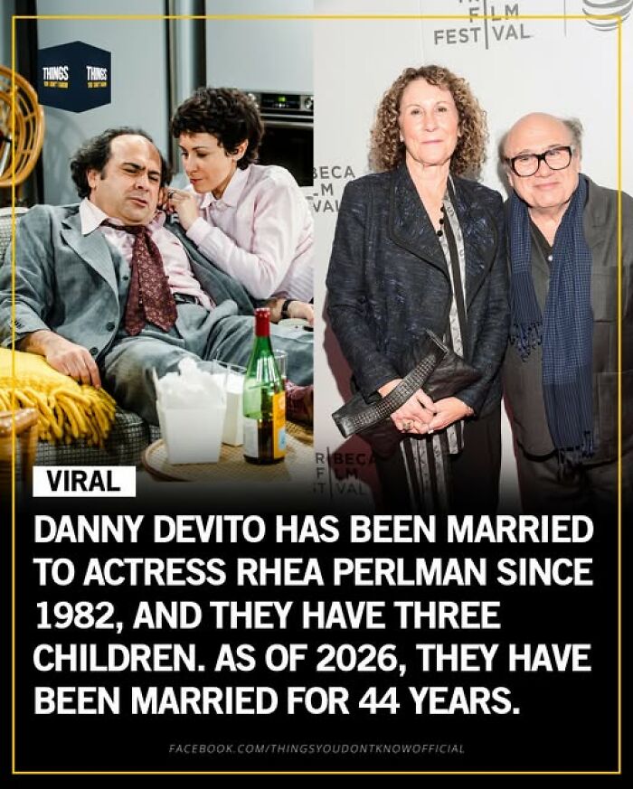Danny DeVito marriage facts with actress Rhea Perlman, showcasing great and interesting stories happening in our world.
