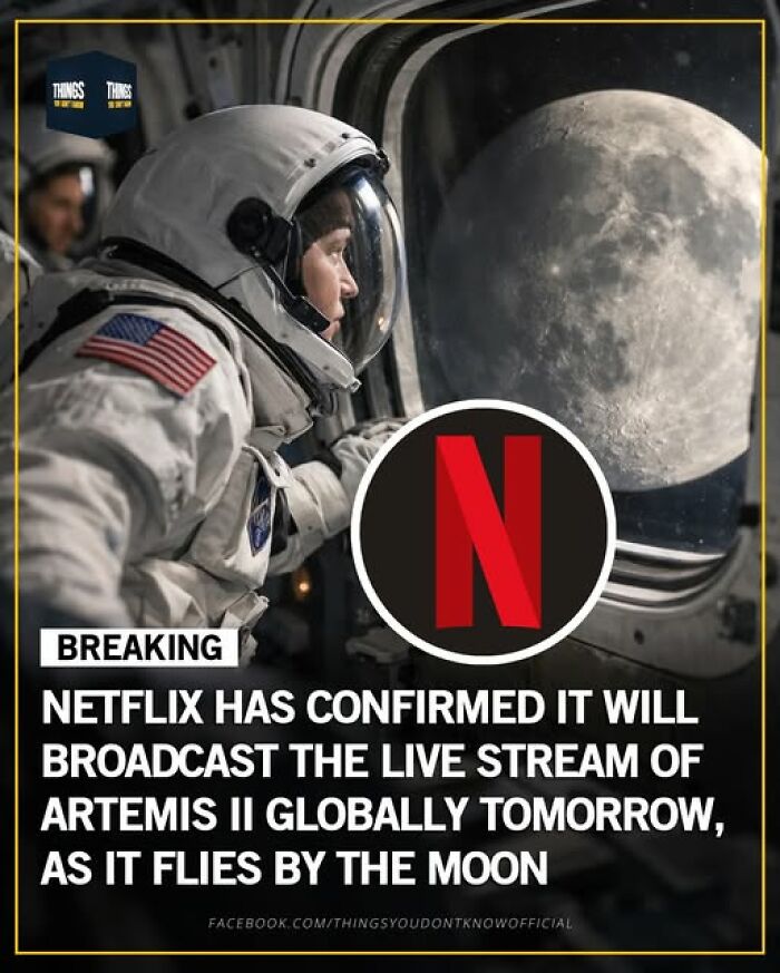 Astronaut in space suit looking at the moon through a window, illustrating facts and stories about space and Earth events.