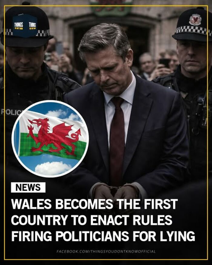 Wales enacts new rules firing politicians for lying, showing great, sad, and weird changes happening in our world.