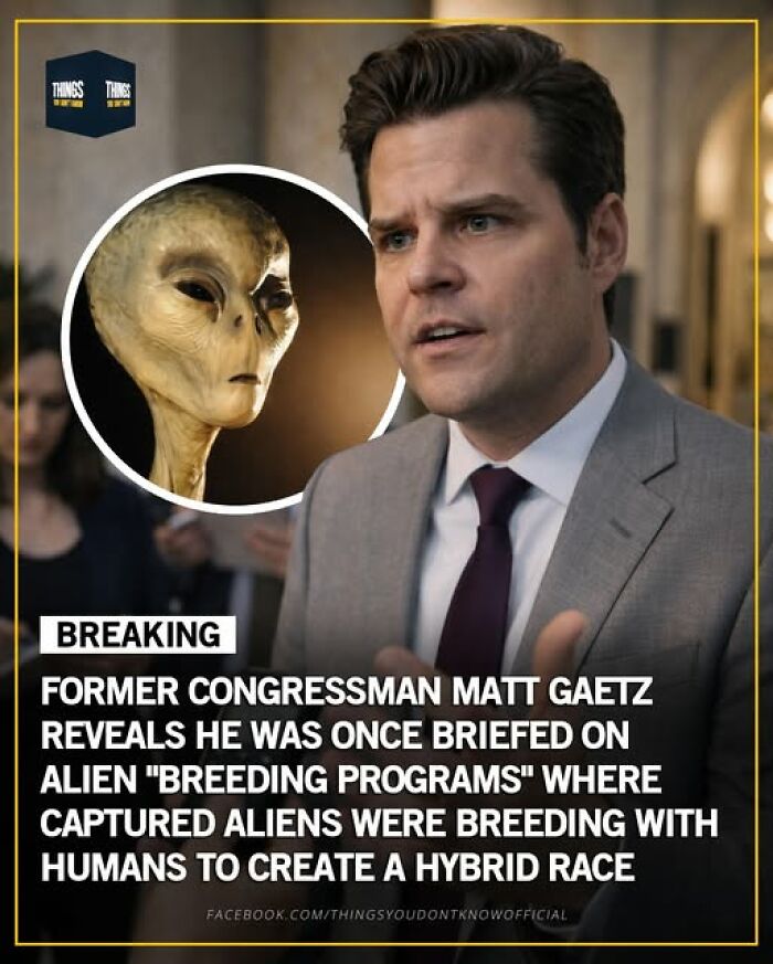 Former Congressman Matt Gaetz discusses alien breeding programs and hybrid race, highlighting strange facts in our world.