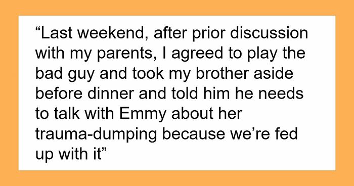 GF Uses BF’s Fam As Her Free Therapist, They’re Fed Up As She Turns Every Dinner Into A Trauma Recap