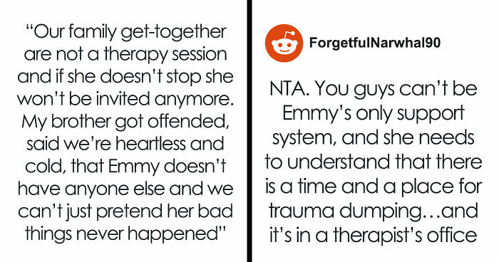 GF Uses BF’s Fam As Her Free Therapist, They’re Fed Up As She Turns Every Dinner Into A Trauma Recap