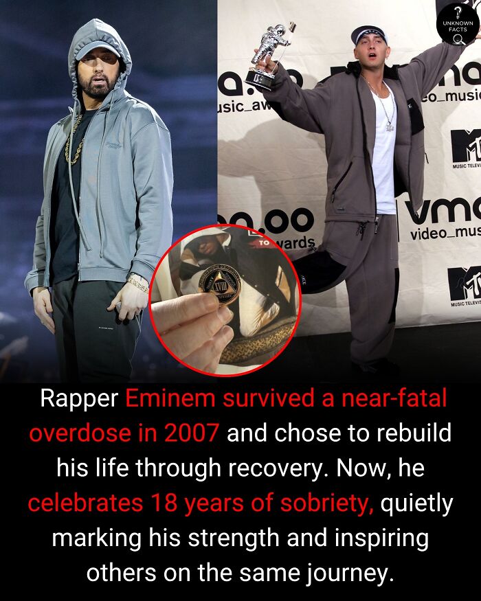 Eminem's inspiring journey of sobriety for 18 years, a surprising interesting fact about his resilience and recovery.