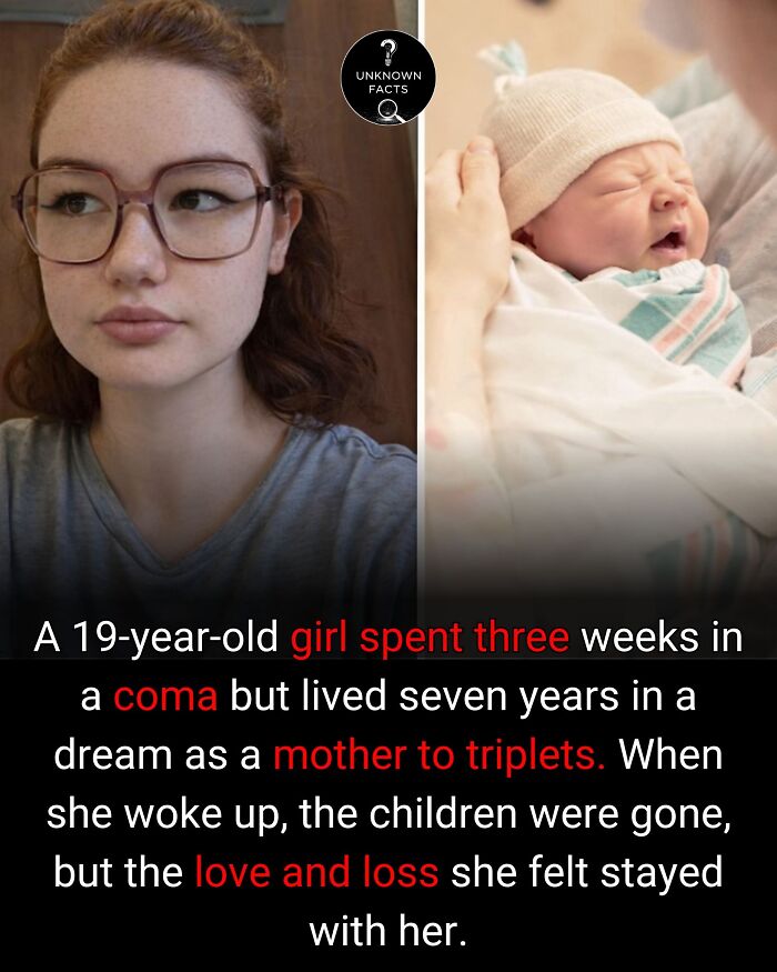 A surprisingly interesting fact about a girl in a coma who dreamt of motherhood, shown with her photo and a baby.