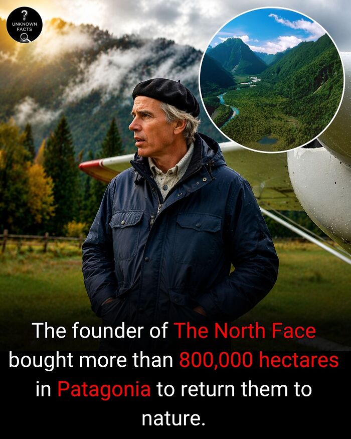 The North Face founder, Yvon Chouinard, in a natural setting, illustrating interesting facts about his conservation efforts.