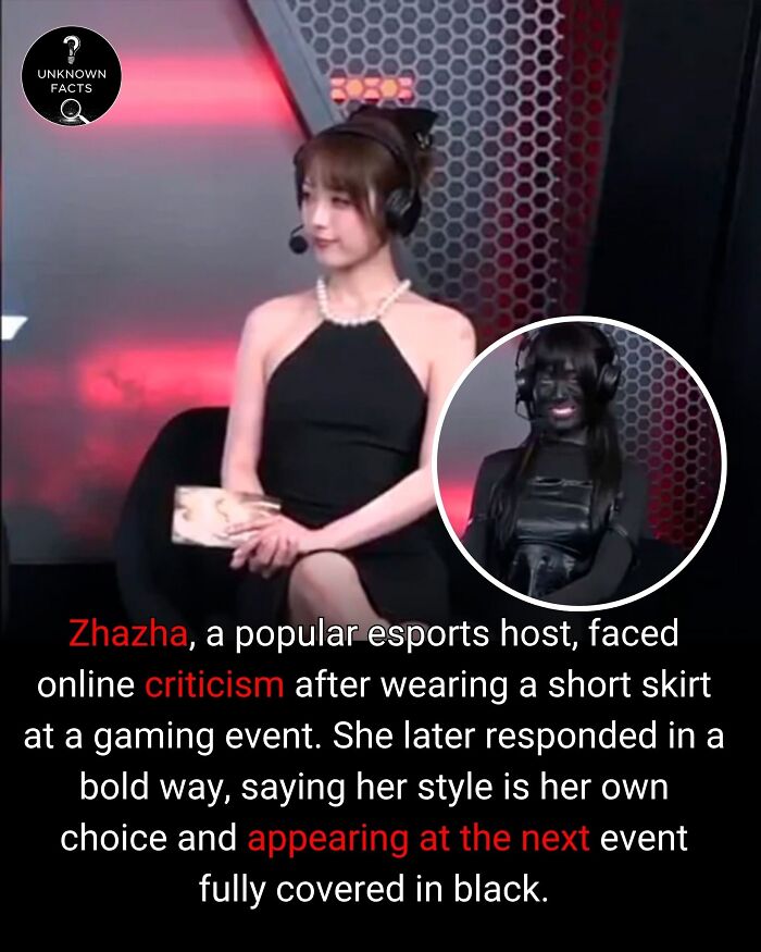 Zhazha, an esports host, faces criticism for her attire, revealing interesting facts about her style choices.