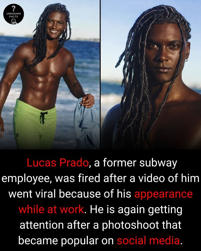 Lucas Prado, fired from Subway, in two images from a viral photoshoot. An interesting fact.