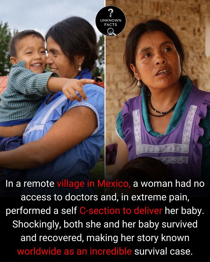 A mother and child smiling, a woman in traditional clothing. A story of surprising facts about survival.