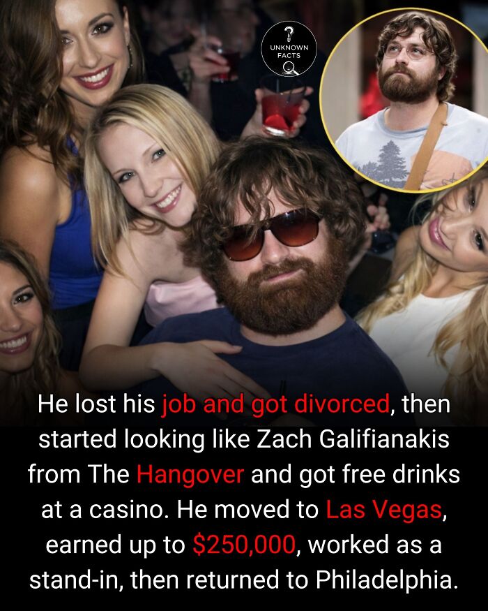 A man resembling Zach Galifianakis with women and an interesting fact about him. Discover surprising interesting facts here.