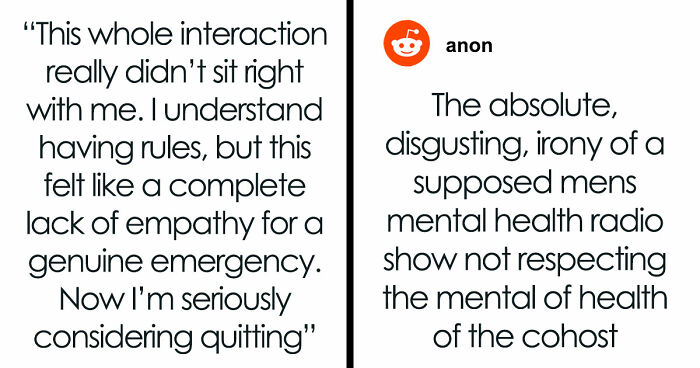Radio Show Host Refuses To Bend One Rule For Co-Host Who Quits Instantly Due To His Lack Of Empathy