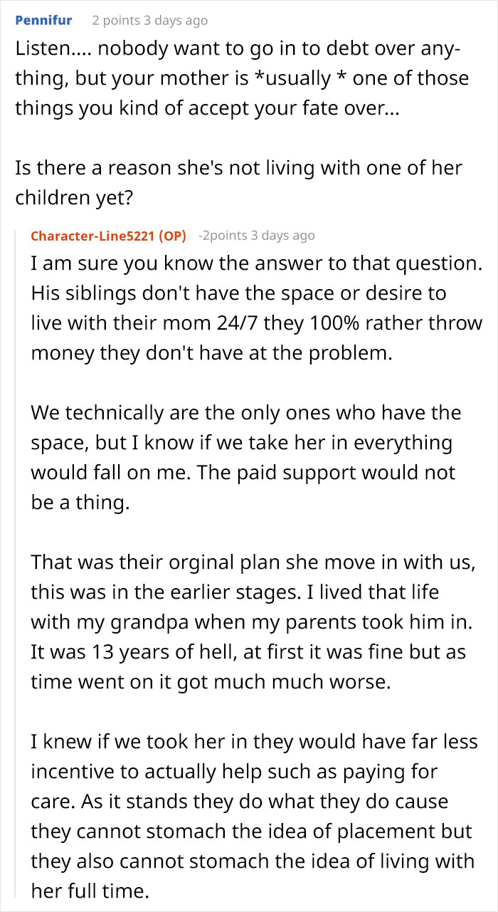 Woman Threatens Divorce If Husband Financially Contributes To His Mother's Care: "Told Him That Is Nuts"