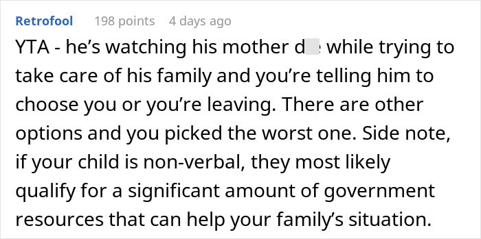 Woman Threatens Divorce If Husband Financially Contributes To His Mother's Care: "Told Him That Is Nuts"