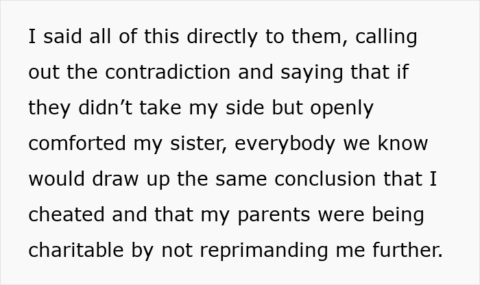 Text excerpt discussing a woman accused of sleeping with her sister&rsquo;s fianc&eacute; and struggling to change her family&rsquo;s opinion.