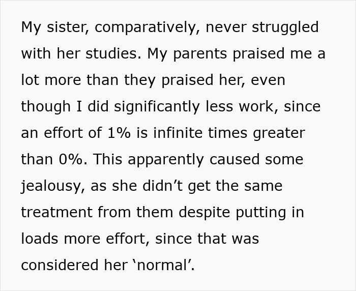 Text about sibling jealousy and family praise, illustrating family dynamics related to a woman accused of sleeping with sister&rsquo;s fianc&eacute;.