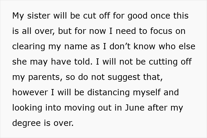 Text excerpt about woman accused of sleeping with sister&rsquo;s fianc&eacute;, facing family conflict and distancing herself.