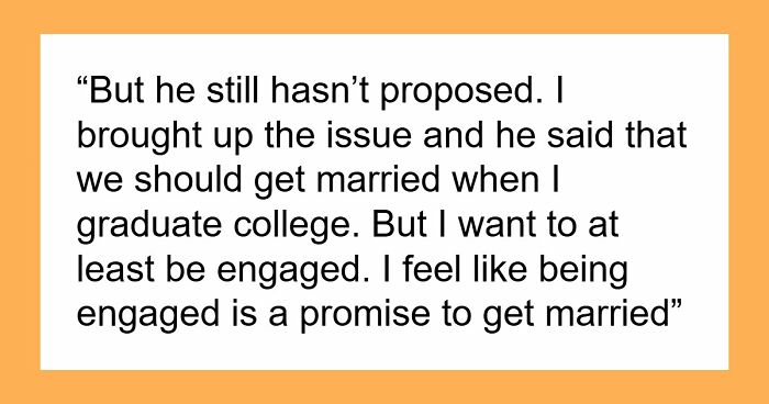 Guy Says “No Degree, No Ring,” Annoyed GF Just Wants The Promise That Their Relationship Is Solid