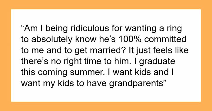 Guy Says “No Degree, No Ring,” Annoyed GF Just Wants The Promise That Their Relationship Is Solid