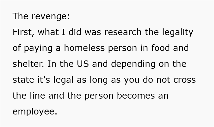 Researching legalities of paying homeless person for food and shelter