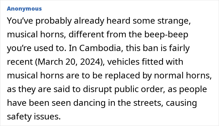 Cambodia bans musical vehicle horns for disrupting public order and safety issues since 2024
