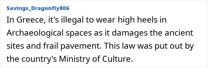 Law in Greece bans wearing high heels in archaeological sites to protect ancient pavement
