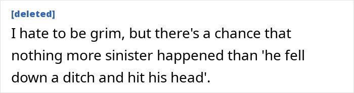 Comment suggests possible accidental d***h in missing child investigation