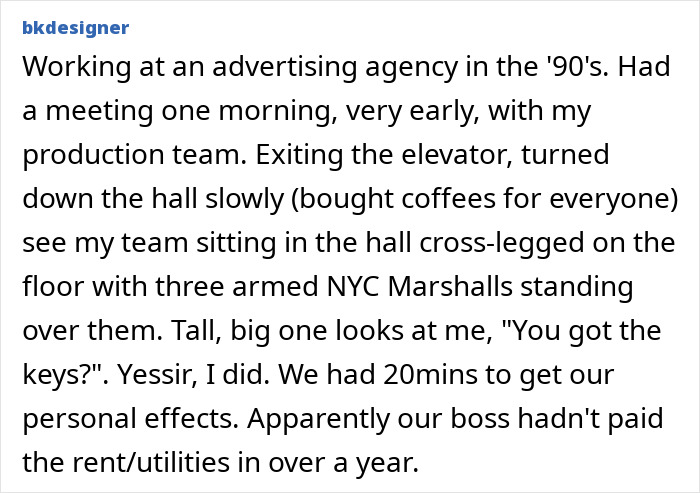 Office drama at an advertising agency with NYC marshals due to unpaid rent