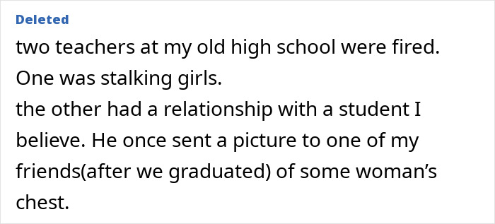 Office drama story about two fired teachers involved in stalking and inappropriate relationships