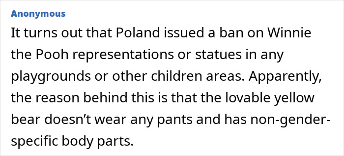 Poland bans Winnie the Pooh statues in playgrounds due to non-gendered depiction