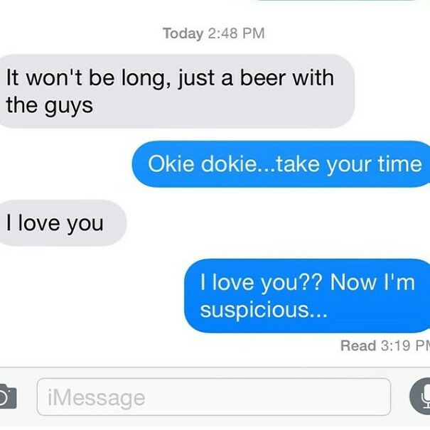 Suspicious I love you message in relationship texts