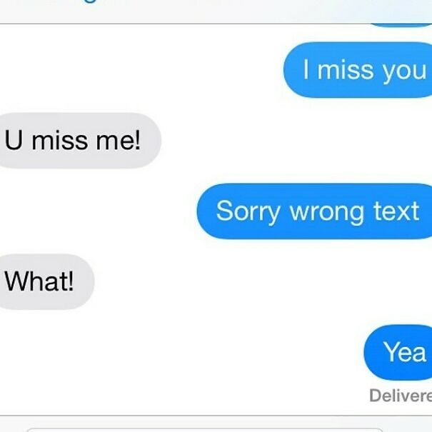 Text messages with mistaken 'I miss you' and apology in painful relationship texts