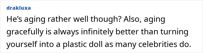 Comment about Henry Cavill aging gracefully and avoiding plastic surgery
