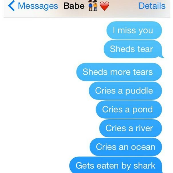 Blue text messages expressing missing and crying in painful relationship texts