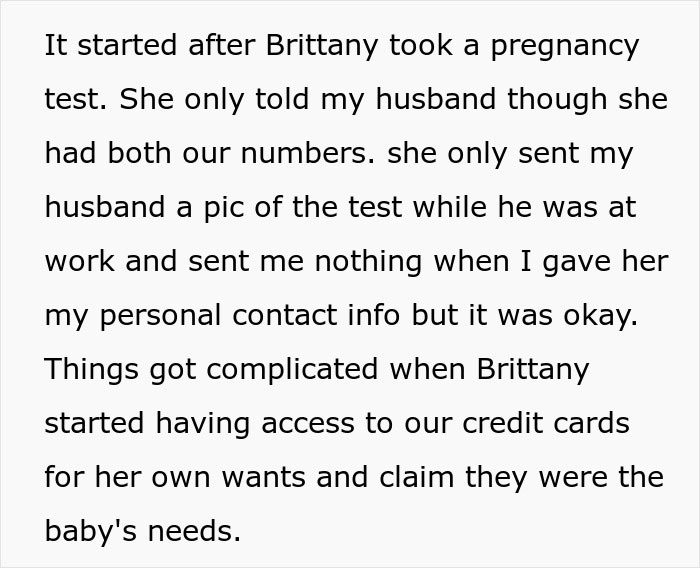 Text about surrogate accessing credit cards and causing complications Text about surrogate accessing credit cards and causing complications