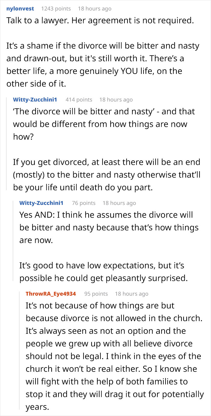 Comments about divorce challenges in early marriage