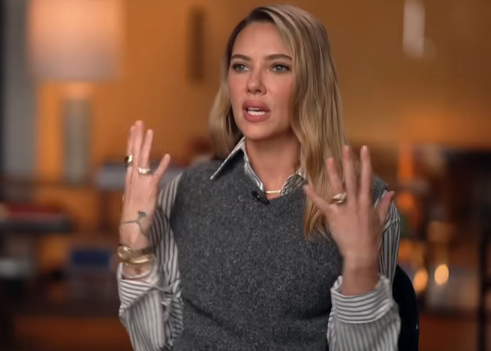 Scarlett Johansson speaking in an interview about financial feelings Scarlett Johansson speaking in an interview about financial feelings