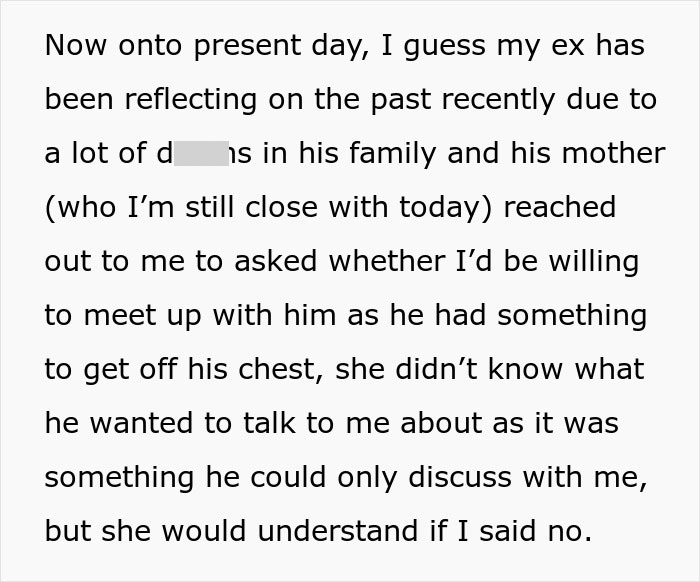 Ex reaching out to meet due to past reflections and family issues