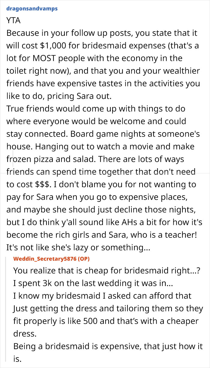 Commentary on high bridesmaid costs and impact on friendships with expensive activities Commentary on high bridesmaid costs and impact on friendships with expensive activities