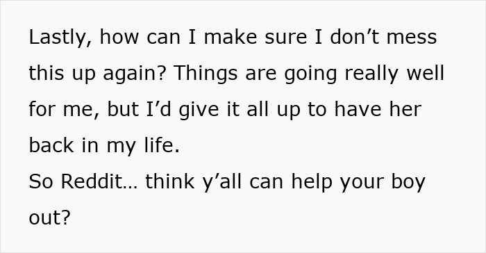 Text from a Reddit post: a guy leaves wife and kids, now he regrets it and wants his wife back.