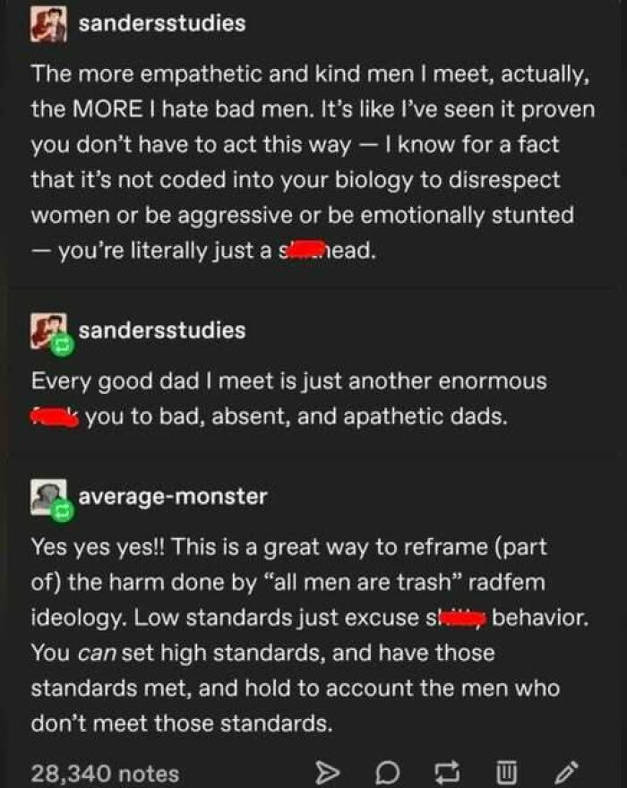 Discussion about men's behavior and standards in relationships on social media