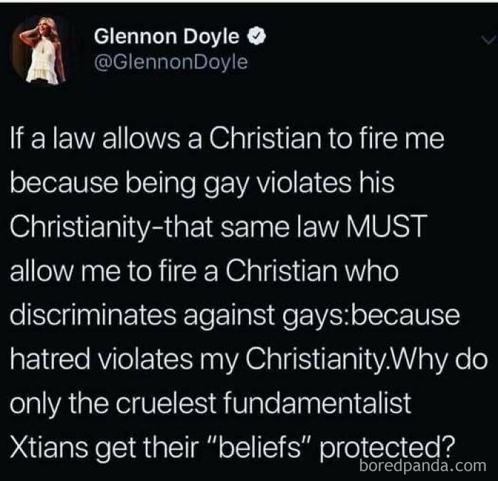 Tweet questioning laws protecting Christian beliefs but not against discrimination