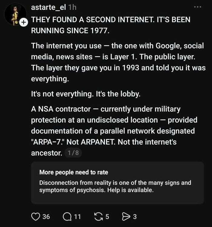 Post about discovery of a second internet running since 1977 not related to ARPANET
